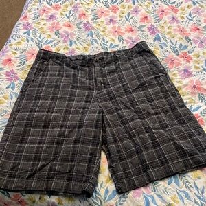Size 38 black/tan plaid shorts